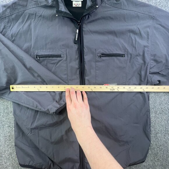 Reebok Full Zip Nylon Jacket Gray Pockets Long Sleeve w Logo Large Men’s - Picture 4 of 10